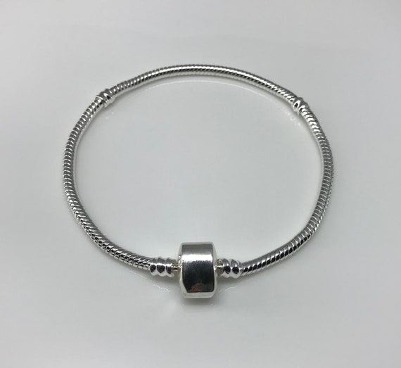 Pandora Style Large Hole Bead Bracelet .925 Silver Plated Magnetic