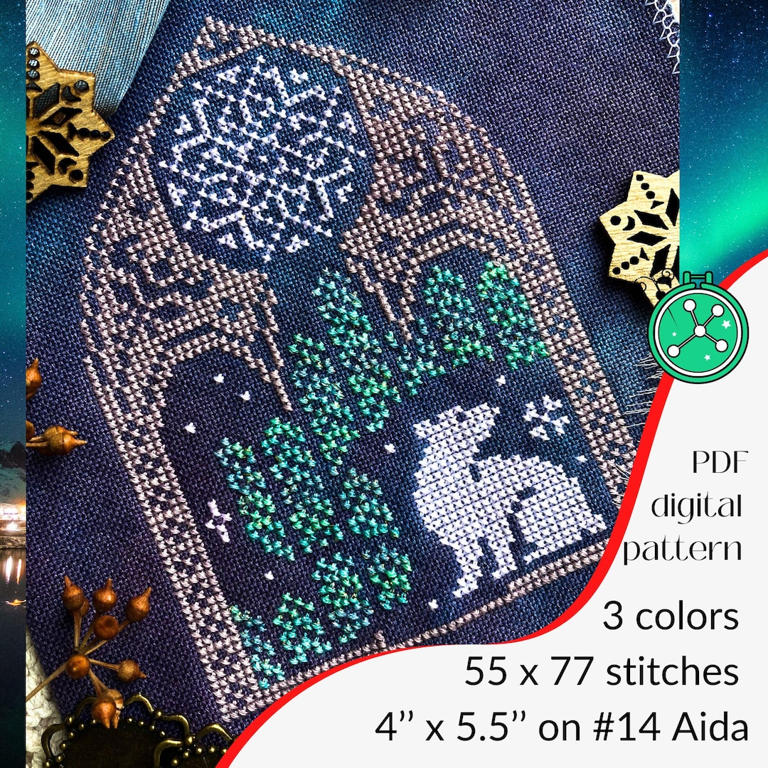 A Glimpse of Aurora Borealis Cross Stitch Pattern: Winter Polar