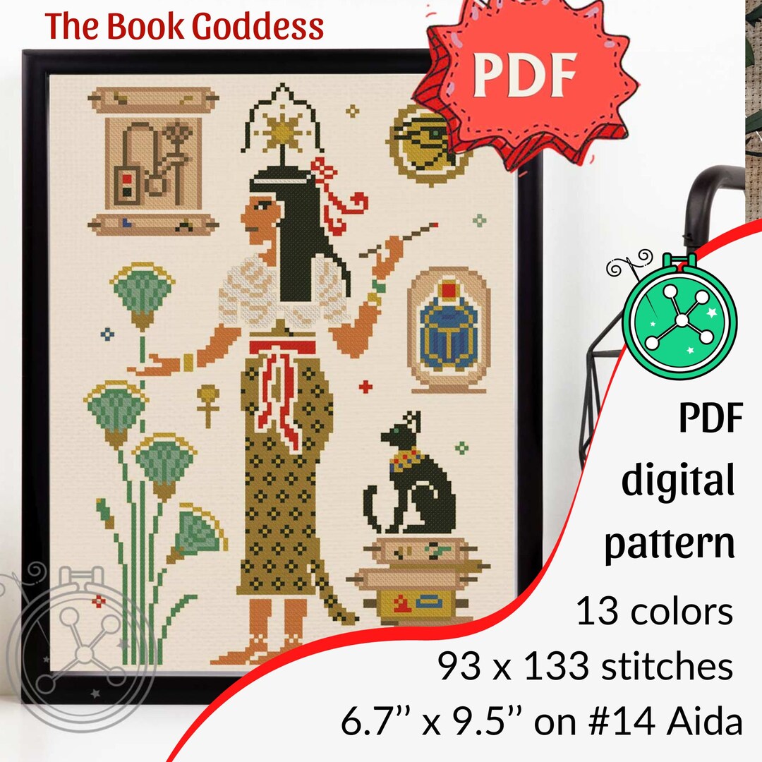 The Book Goddess Cross Stitch Pattern // Seshat Goddess of - Etsy