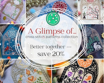 A Glimpse Of... cross stitch patterns collection// Spring, Summer, Autumn, Winter in seasonal stitching designs