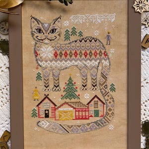 Yule Cat cross stitch pattern, Nordic Christmas folklore design (PDF Pattern) image 2
