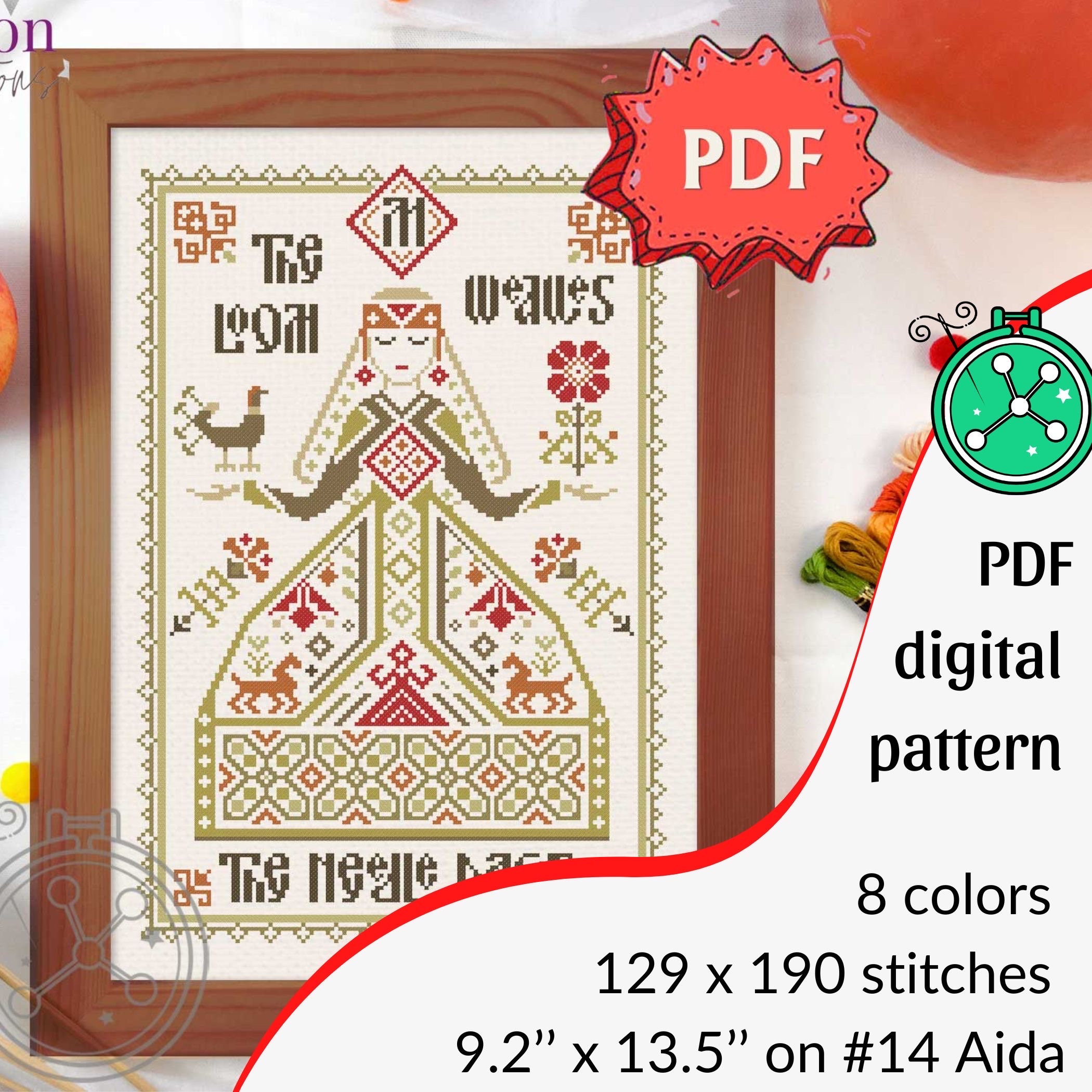 Mokosh Goddess Cross Stitch Pattern: Slavic Embroidery (PDF