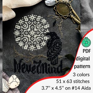 Nevermind Raven Cross Stitch Pattern: Snarky Poe inspired design (PDF Pattern)