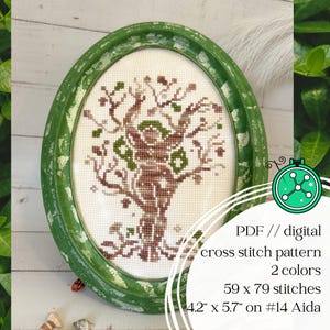The Oak Nymph cross stitch pattern/ Greek mythology stitching, Dryad crossstitch chart, woman design