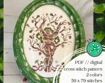 The Oak Nymph cross stitch pattern/ Greek mythology stitching, Dryad crossstitch chart, woman design