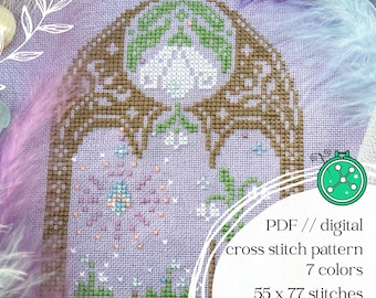 A Glimpse of Snowdrops cross stitch pattern: early spring flowers design (PDF)
