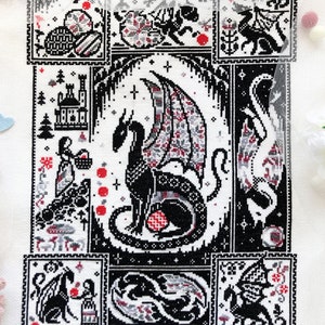 Dragon cross stitch pattern// Of Dragons and Apples cross stitch design, Mythological cross stitch, digital chart PDF