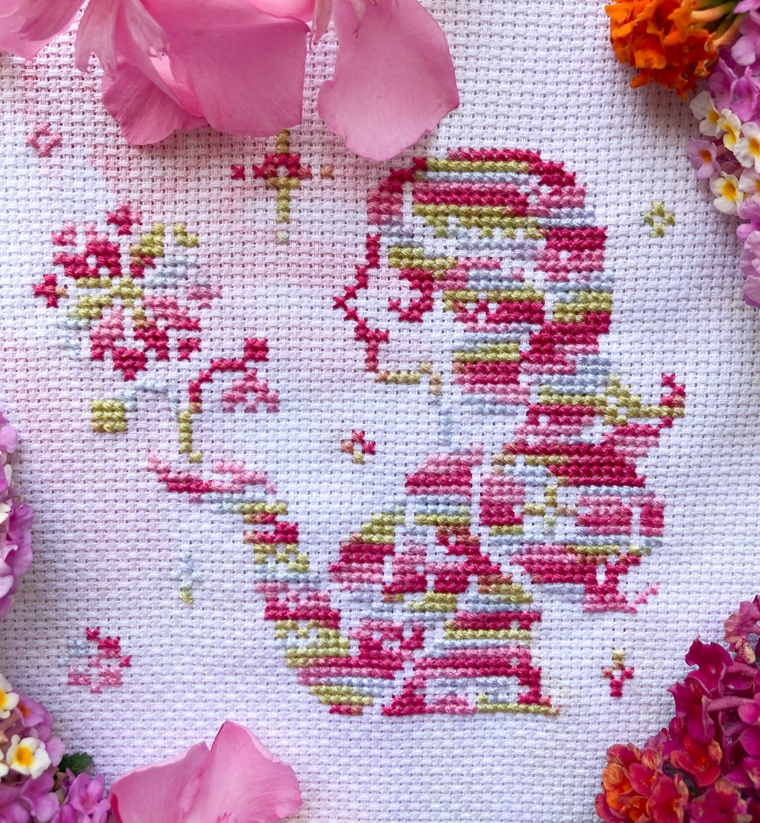 Flower Goddess Cross Stitch Pattern: Floral Fairytale Design (PDF