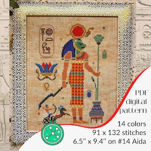 Sekhmet cross stitch pattern/ Lion goddess stitching,  Ancient Egypt crossstitch chart, mythology design