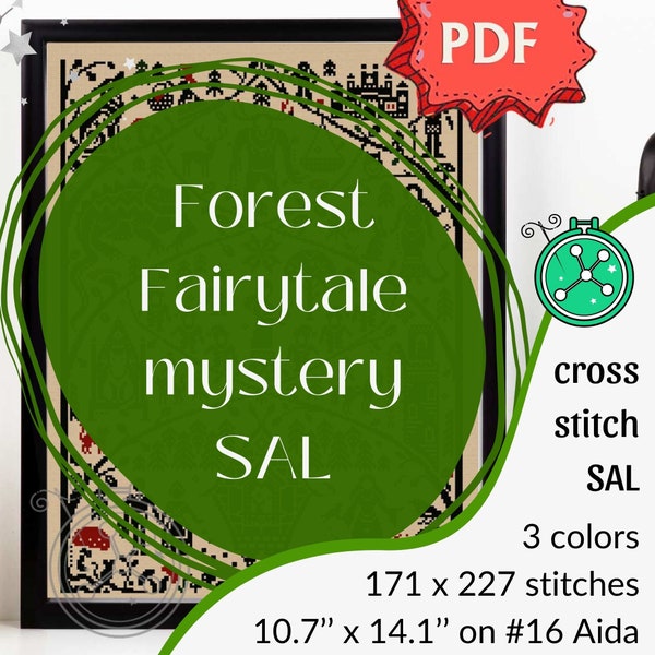 Forest Fairytale SAL // Broderie de conte de fées, conception de conte de fées au point de croix, couture folklorique