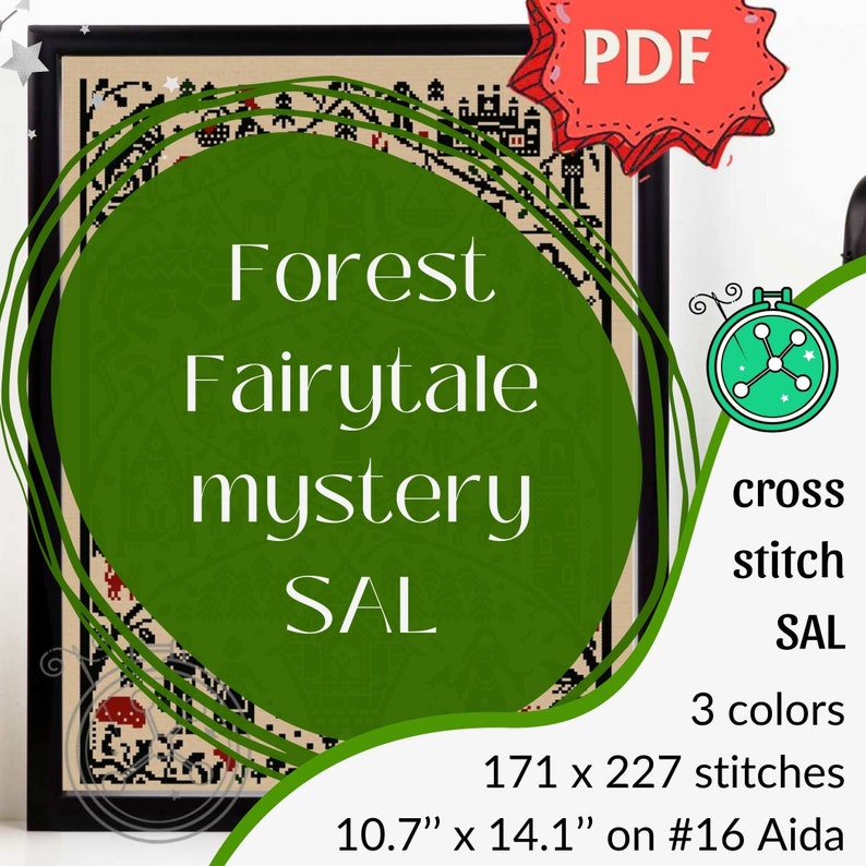 Forest Fairytale SAL // Folktale stitchalong, fairytale cross stitch design, folklore stitching image 1