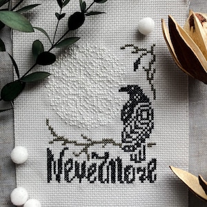 Nevermore Raven Cross Stitch Pattern: Gothic Poe Design (PDF)