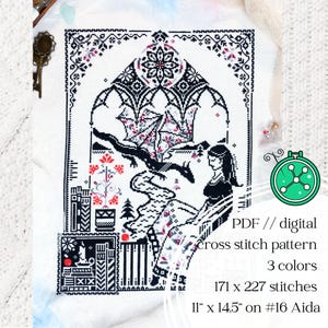 Dragon Whisperer Cross Stitch Pattern: Fairytale Dragon Embroidery (PDF)