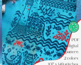 Selkie cross stitch pattern / Scottish and Irish folktale shape-shifting seals stitching design (PDF)