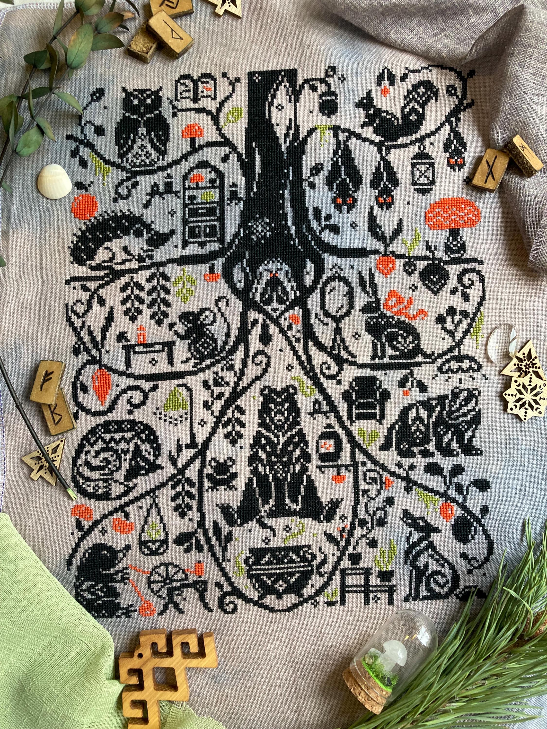 The Burrow Tales Cross Stitch Pattern: Cozy Forest Animals in