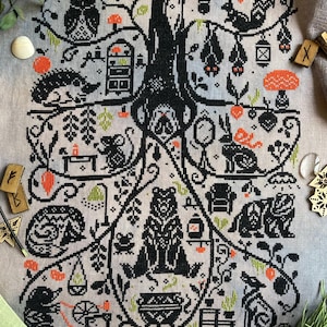 The Burrow Tales cross stitch pattern - folklore forest animals digital download chart