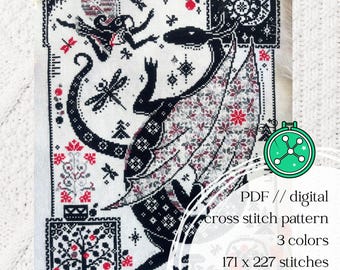 In Our Dreams - a dragon cross stitch pattern // Medieval inspired digital stitching design