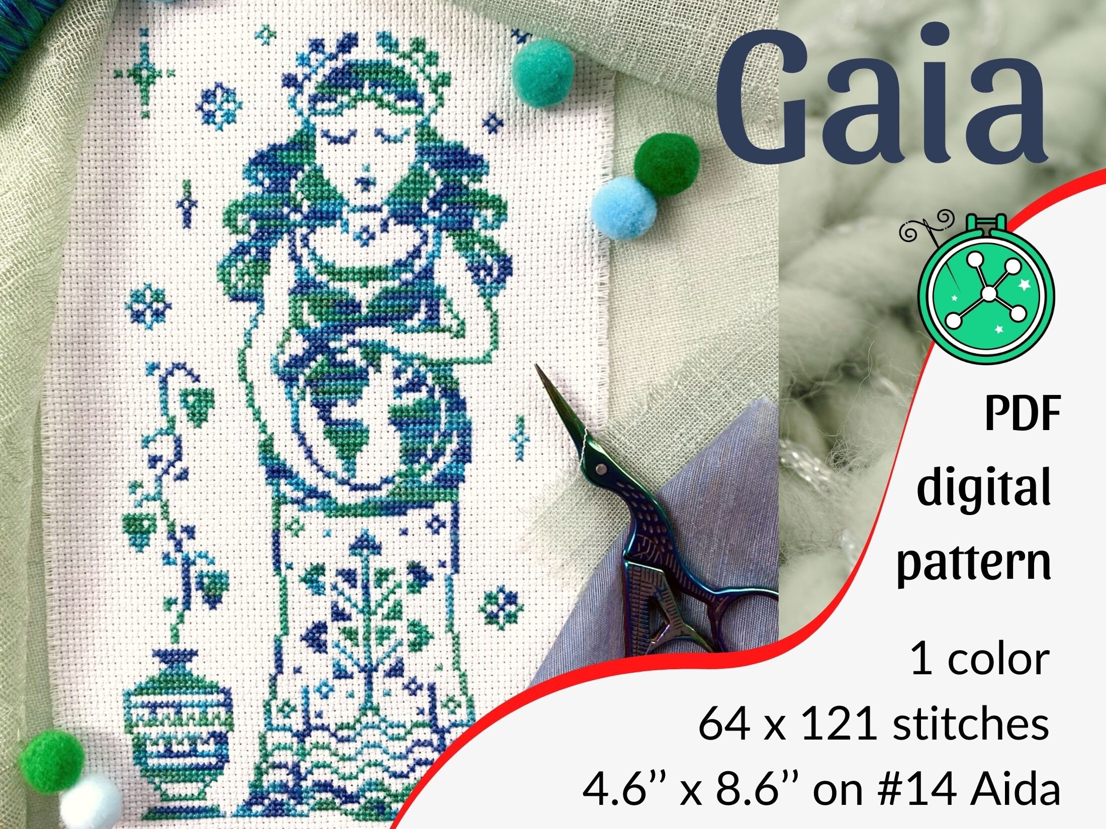 つよぽん　ゴッデス　goddess Bill Peterson Goddess Gaia Cross Stitch Pattern: Greek Mythology Earth Design