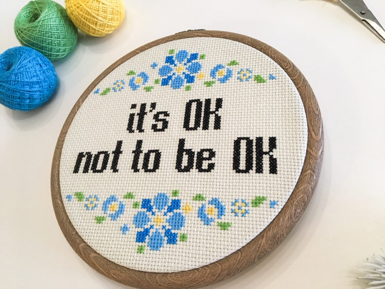 Mental Health Cross Stitch Pattern It's OK Not to Be OK Etsy Australia