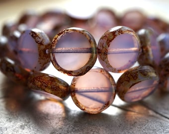 FREE SHIPPING Mystic Lavender, Coin Beads, Czech Beads, Beads, 67-4sa, 77-4sa
