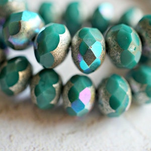 NEW..Holiday Green, Rondelle Beads, Czech Beads, Beads, 49-1sa