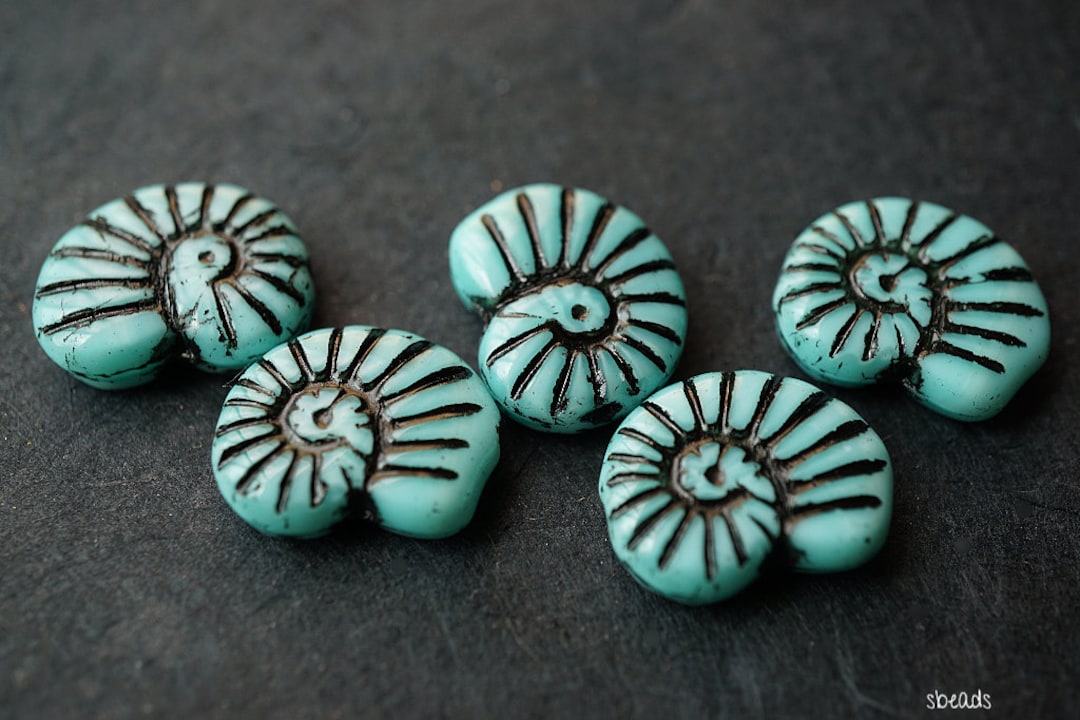 Turqouise Blue Shell, Snail Beads, Czech Beads, Beads, 80-4s - Etsy