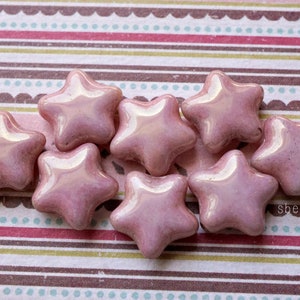 Soft Pink Star Czech Glass Beads (12mm) – Celestial Jewelry Making Supplies