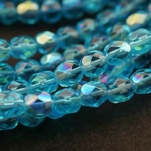 lastones Himmelblau, Tschechische Glasperlen, Schliffperlen, 87-3sa