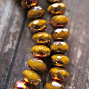 FREE SHIPPING Pumpkin Spice, Rondelle Beads, Czech Beads, Beads, 129-1s