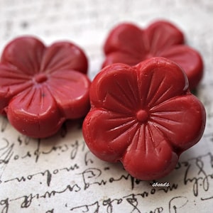 FREE SHIPPING Summer Red, Flower Beads, Czech Beads, Beads,125-4,, 126-1sa
