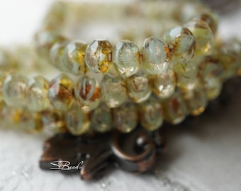 Light Olivine, Rondelle Beads, Czech Beads, Beads, 31-3sb