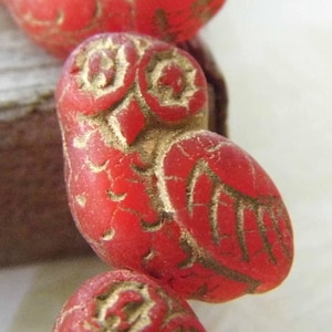 lastones..Red Owl, Owl Beads, Czech Beads, Beads, 146-5sa