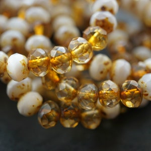 Creamy Topaz, Rondelle Beads, Czech Beads, Beads, 159-1sb