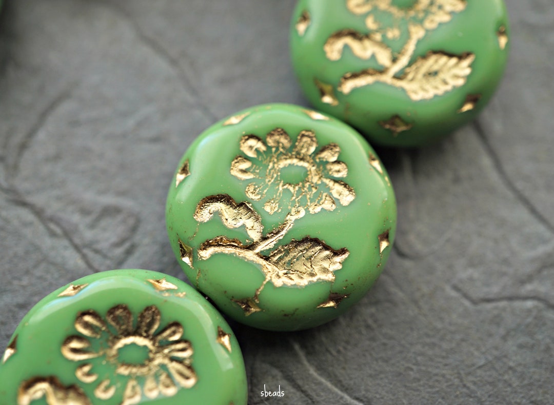 Golden Daisy, Flower Beads, Czech Beads, Beads, 1104s Etsy