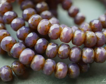 NEW..Lavender Silk, Rondelle Beads, Czech Beads, Beads, 111-4s, 157-4sa