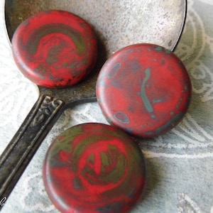 NEW..Picasso Red Coins, Czech Beads, Beads, 136-1sa