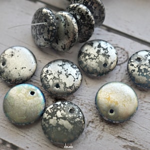 FREE SHIPPING Picasso Coin Beads, Czech Beads, Beads, 48-4sa