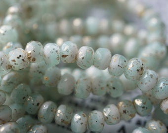 FREE SHIPPING Heavenly Golden Mist , Rondelle Beads, Czech Beads, Beads