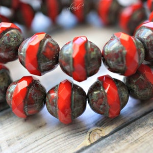 FREE SHIPPING Winter Red, Saucer Beads, Czech Beads, Beads, 130-4sa