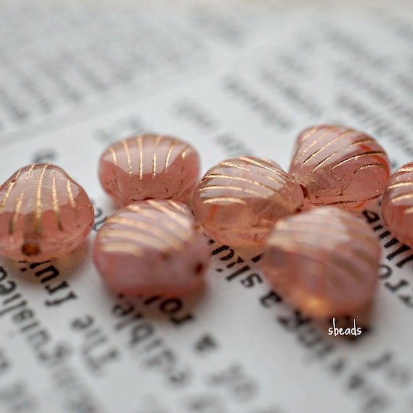 FREE SHIPPING Czech Beads Sea Shell Beads Pink Beads 147-3sa