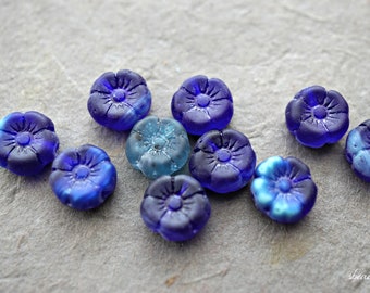 lastones.Artisan Blue Flowers, Flower Beads, Czech Beads, Beads, 149-4