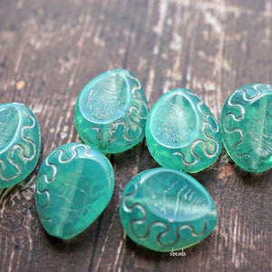 GRATIS VERSAND Green Aqua, Tropfen Perlen, Tschechische Perlen, Glasperlen, 34-4sb