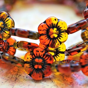 FREE SHIPPING Wildflowers, Flower Beads, Czech Beads, Beads, 199-3sa
