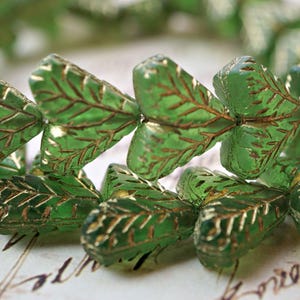 FREE SHIPPING Heart Beads Czech Beads Green Glass Beads 188-3, 188-2sa