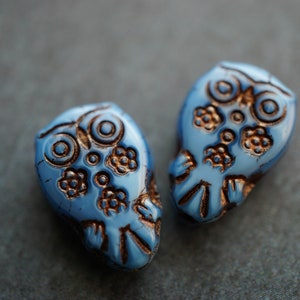 Blue Owl, Owl Beads, Czech Beads, Beads, 169-2sa