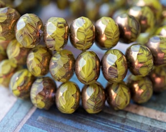 FREE SHIPPING Fall Yellow, Rondelle Beads, Czech Beads, Beads