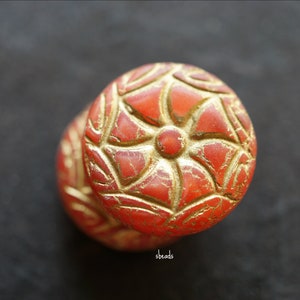 FREE SHIPPING Golden Flower, Flower Beads, Czech Beads, 151-3s