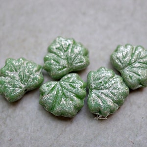 FREE SHIPPING Green Leaf, Picasso&#39;s Leaf, Leaf Beads, Czech Beads, Beads, 105-1sa