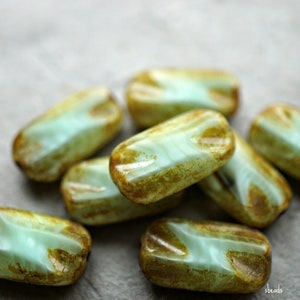 FREE SHIPPING Artsy Aqua Rectangle Beads Czech Beads NEW Beads 175-1