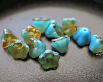 NEU Blaue Glocken, Blumenperlen, Czech Beads, Beads, 172-2sa